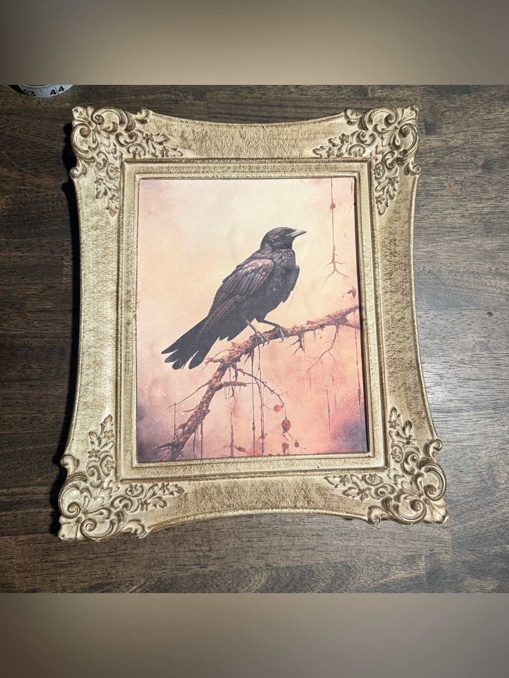 Vintage Ornate Victorian Style Gold Wood Picture Frame 8 X 10" Gothic Crow Art